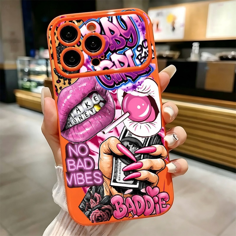 Phone Cases Pink - جراب هاتف بتصميم شفاه وردية وطبعة