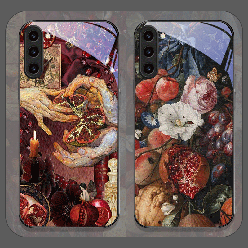 Phone Cases Galaxy S25 - الفاخرة زهرة الرمان نمط الزجاج المقسى
