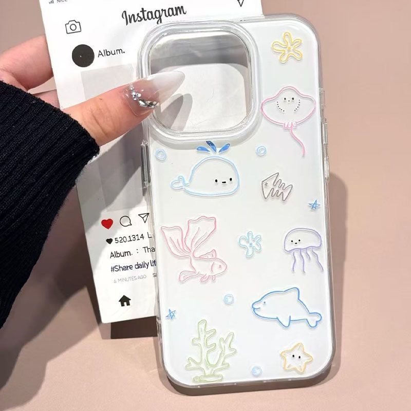 Phone Cases Drawing - رسومات خطية من حيوانات قاع البحر