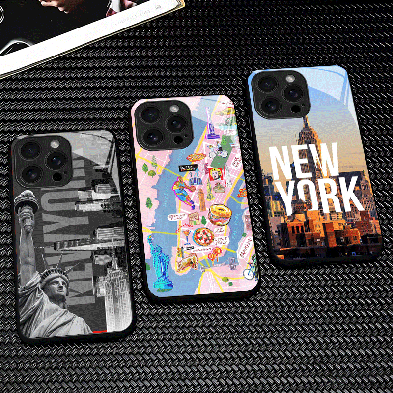Phone Cases York - جراب هاتف زجاجي بتصميم مدينة نيويورك