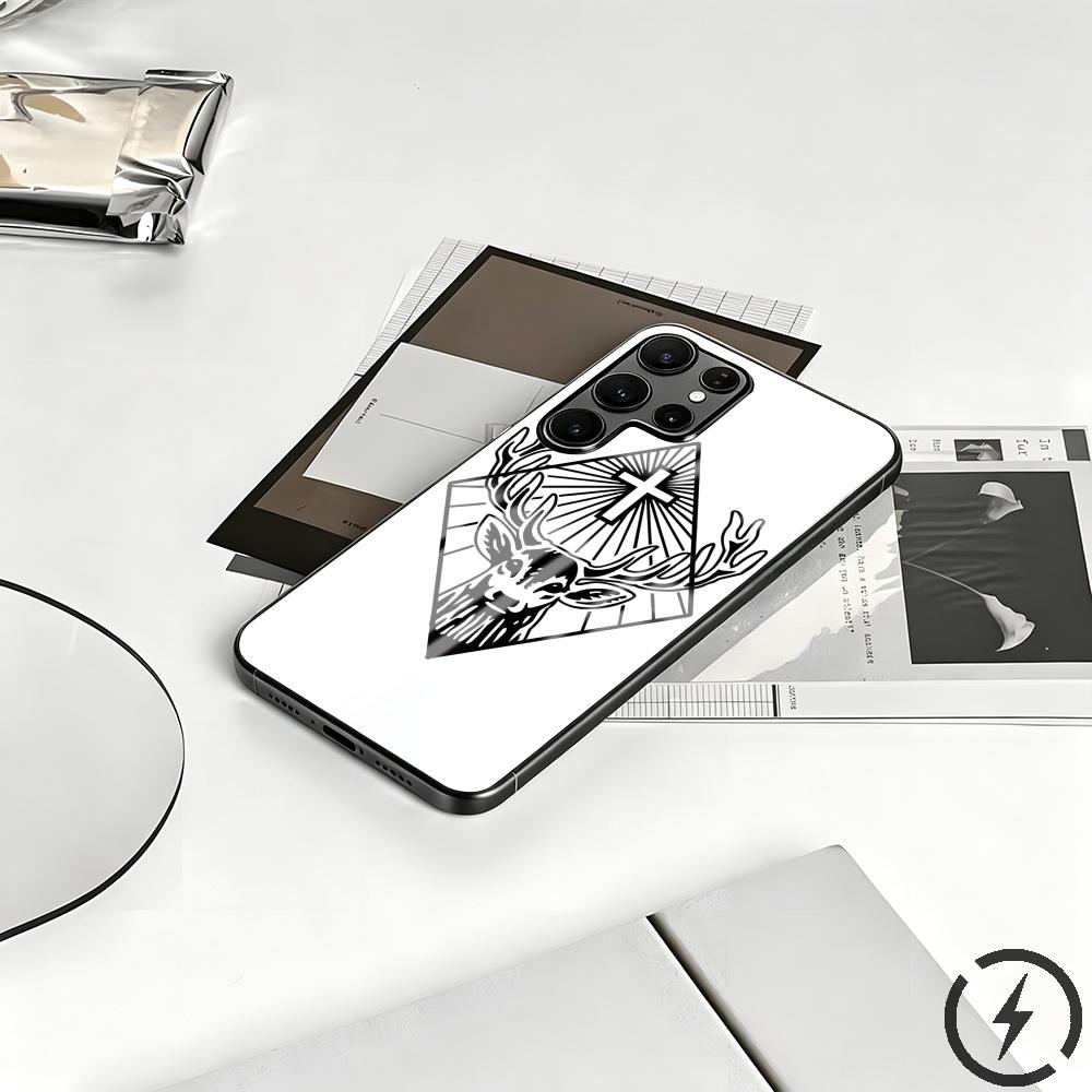 Phone Cases Brand - حافظة هاتف زجاجية مغناطيسية بتصميم علامة