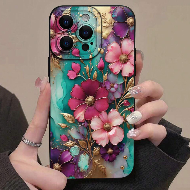Phone Cases Online - غطاء هاتف بنمط زهري عتيق لآيفون