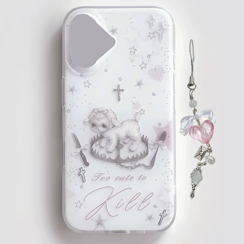Phone Cases Pink - غطاء هاتف كوري Y2k بتصميم خروف