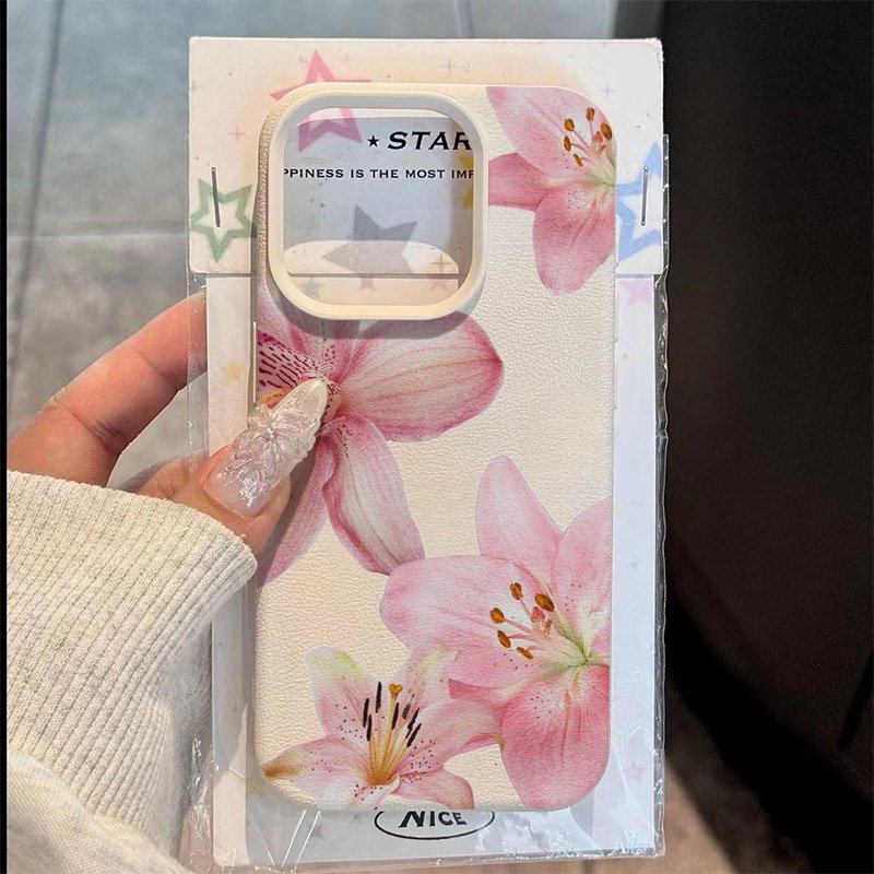 Phone Cases Galaxy S25 - الوردي زنبق ليتشي الملمس قضية الهاتف