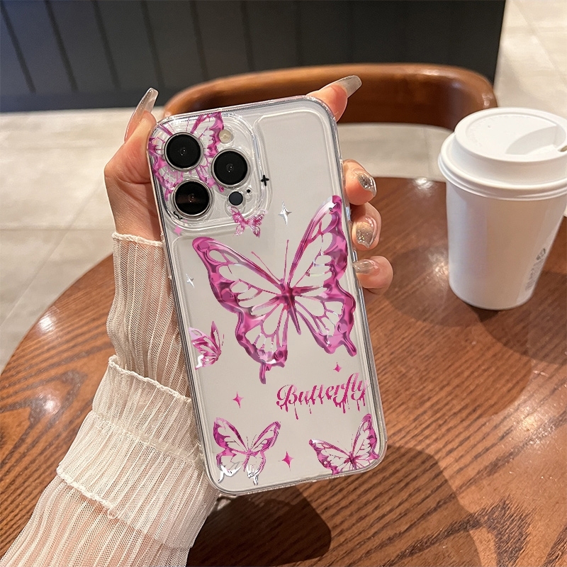 Glitter Shockproof Case - جراب هاتف Y2K بتصميم فراشة لامعة