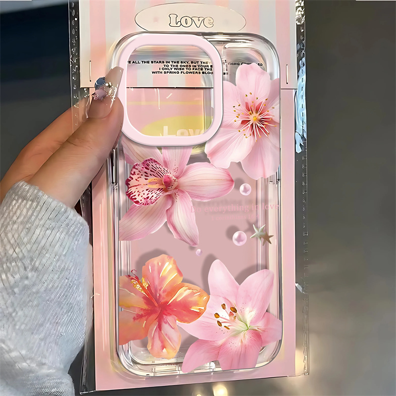 غطاء هاتف شفاف ناعم بنمط زهرة  - مراجعة Phone Cases Pink وسعره