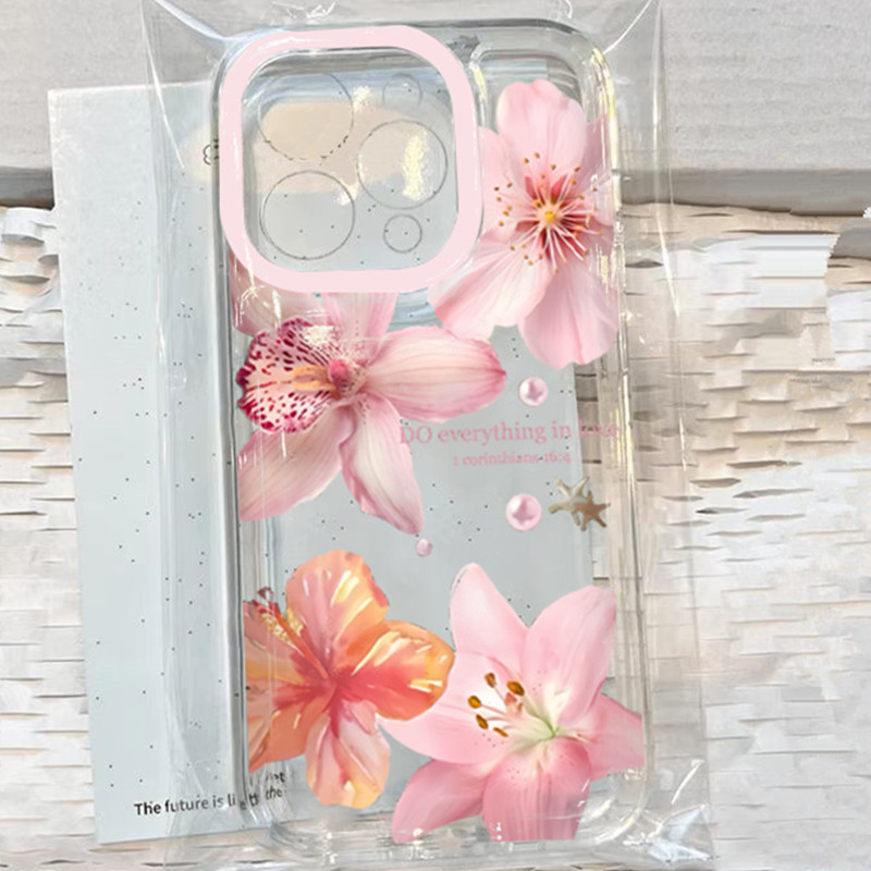 غطاء هاتف شفاف ناعم بنمط زهرة  - مراجعة Phone Cases Pink وسعره