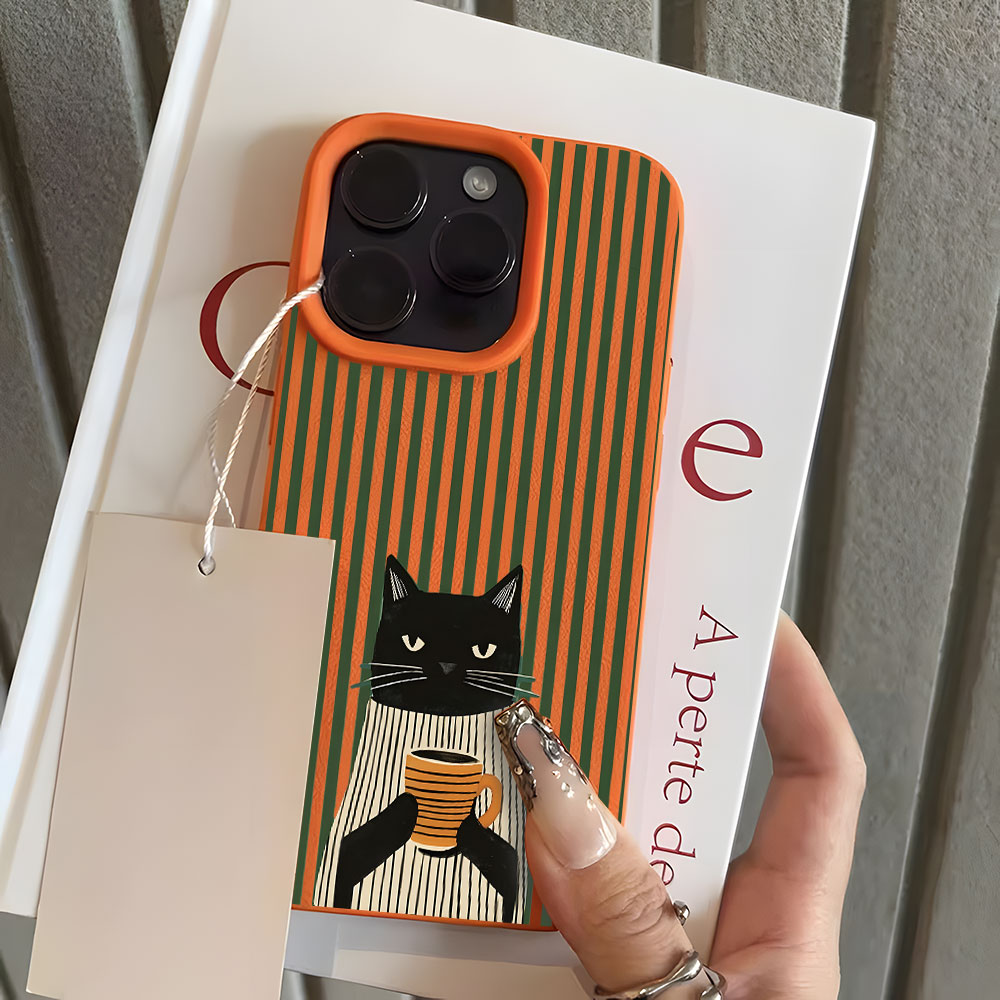 غطاء هاتف مضحك بنمط قطة وقهوة  - مراجعة Phone Cases Online وسعره