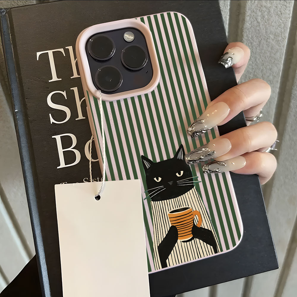 غطاء هاتف مضحك بنمط قطة وقهوة  - مراجعة Phone Cases Online وسعره