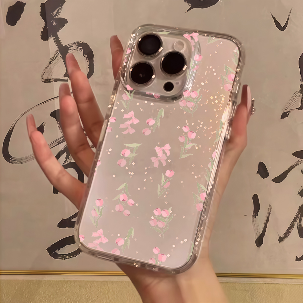 غطاء هاتف فاخر بتصميم زهرة زرق - مراجعة Glitter Shockproof Case وسعره