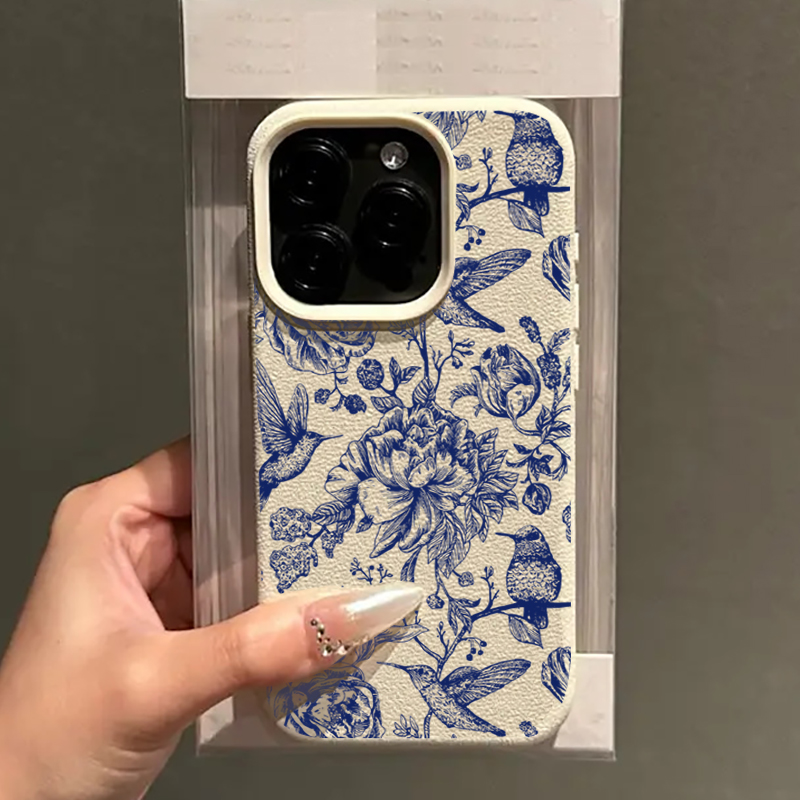 غطاء هاتف بنمط زهور وطيور أزرق - مراجعة Phone Cases Online وسعره
