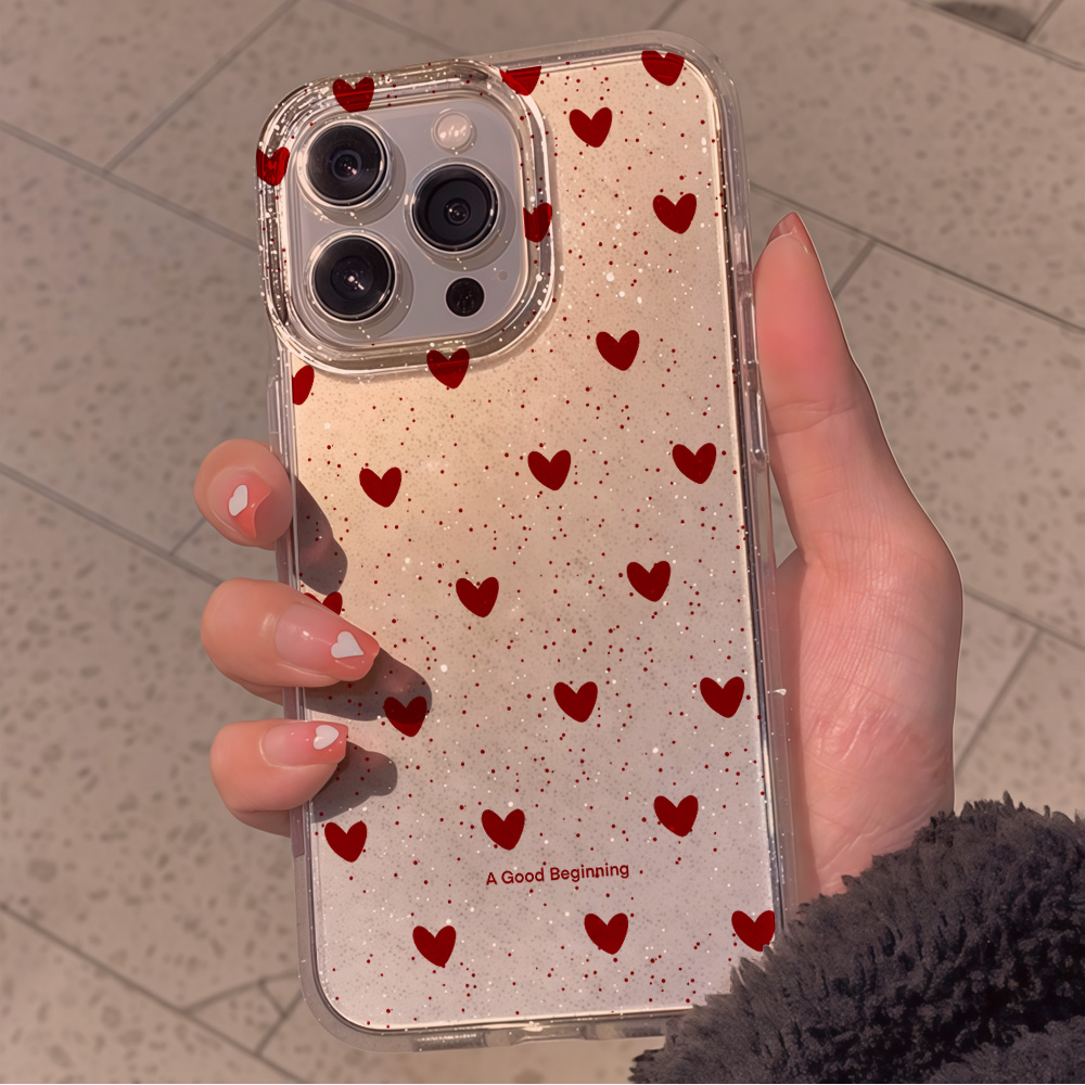 جراب هاتف شفاف بتصميم قلب الحب - مراجعة Glitter Shockproof Case وسعره