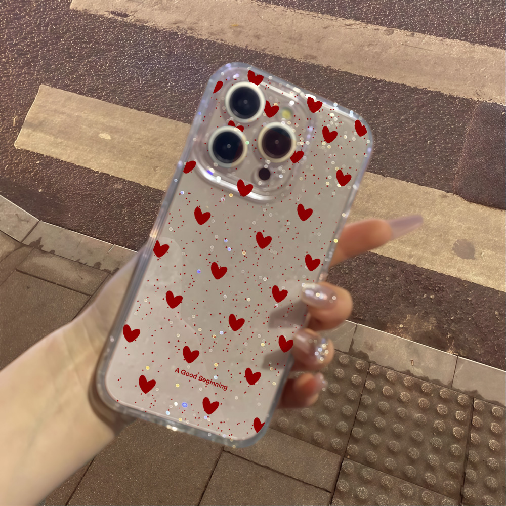 جراب هاتف شفاف بتصميم قلب الحب - مراجعة Glitter Shockproof Case وسعره