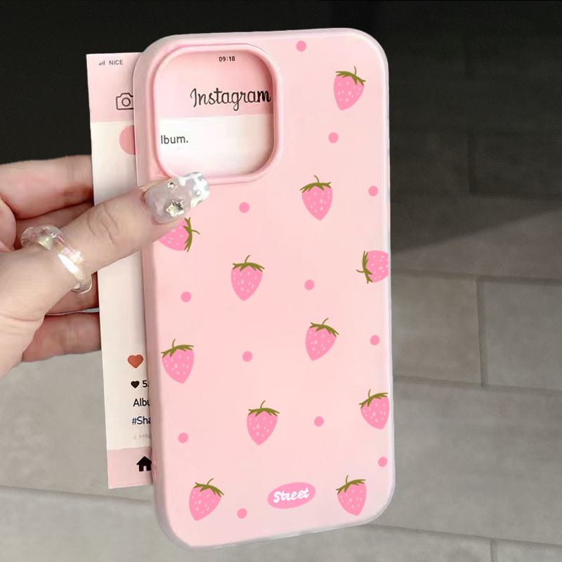 غطاء هاتف بنمط الفراولة الوردي - مراجعة Phone Cases Xiaomi Redmi 12 وسعره