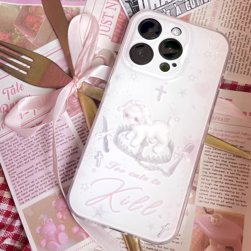 غطاء هاتف كوري Y2k بتصميم خروف - مراجعة Phone Cases Pink وسعره