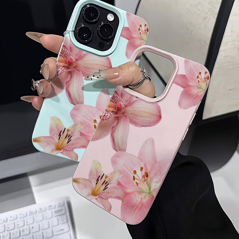 الوردي زنبق ليتشي الملمس قضية  - مراجعة Phone Cases Galaxy S25 وسعره
